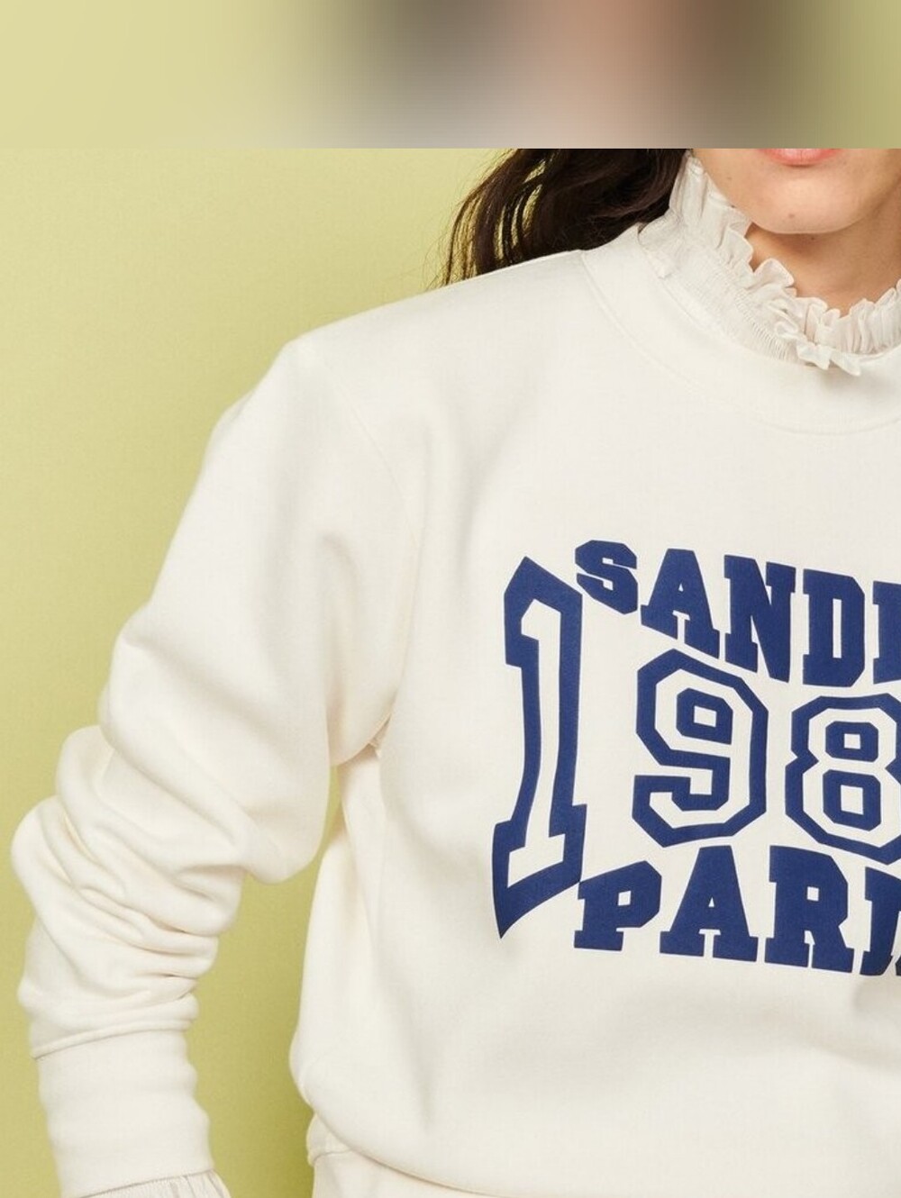 Sandro Women's White Graphic Sweatshirt with Navy Lettering